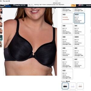 Vanity Fair Black Front closure bra size 36DD NWT